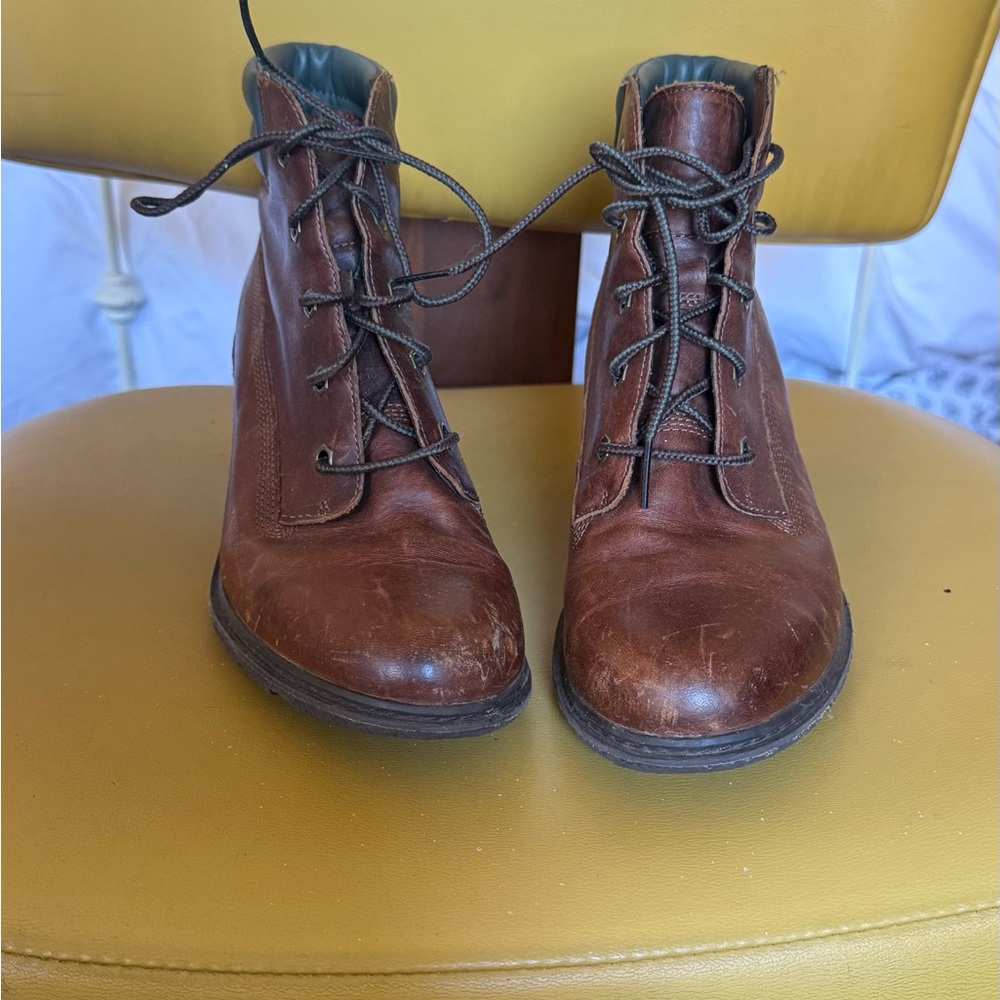 Timberland Wedge Safari Boots Size 7.5 Brown Leather - Picture 4 of 9